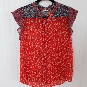 Red Flower Blouse